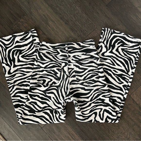 VINTAGE Divided Zebra Print Flared Pants | Size 4 | Y2K Festival Statement Style - Picture 6 of 8